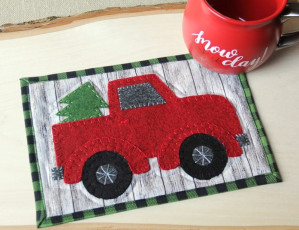 Red Truck Mug Mat FREE Sewing Pattern