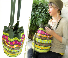 Ribbon Wrapped Bucket Bag FREE Sewing Pattern and Tutorial