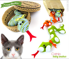 Baby Snakes Catnip Kitty Toys FREE Sewing Pattern and Tutorial