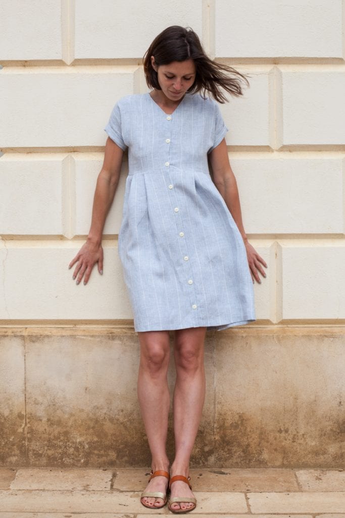 Linen Button-Down Pleated Dress Tutorial