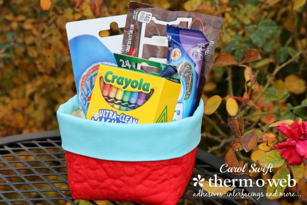 square fabric gift basket