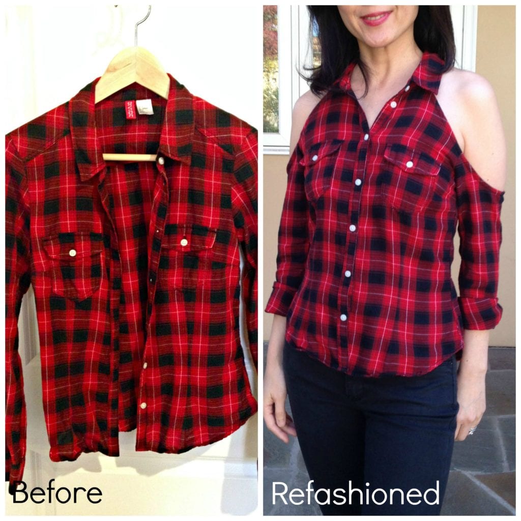 FREE Tutorial: Add Cold Shoulders to a Flannel Shirt in 1 Hour