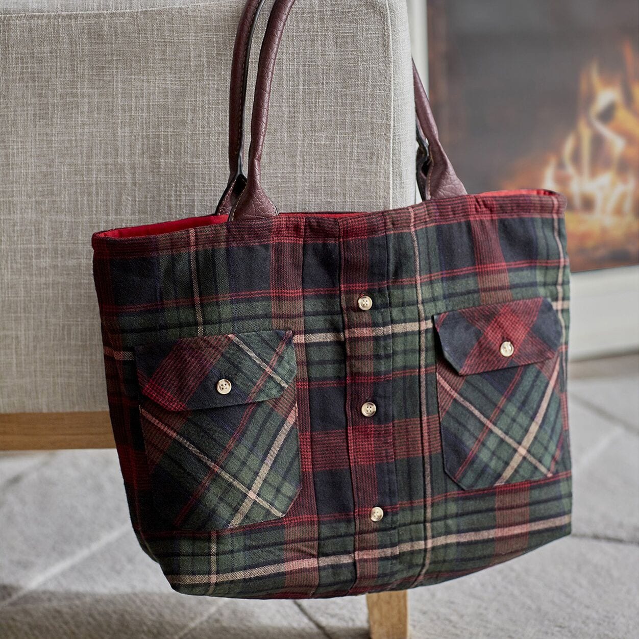 Repurposed Flannel Tote Bag Free Sewing Tutorial | Sewing 4 Free