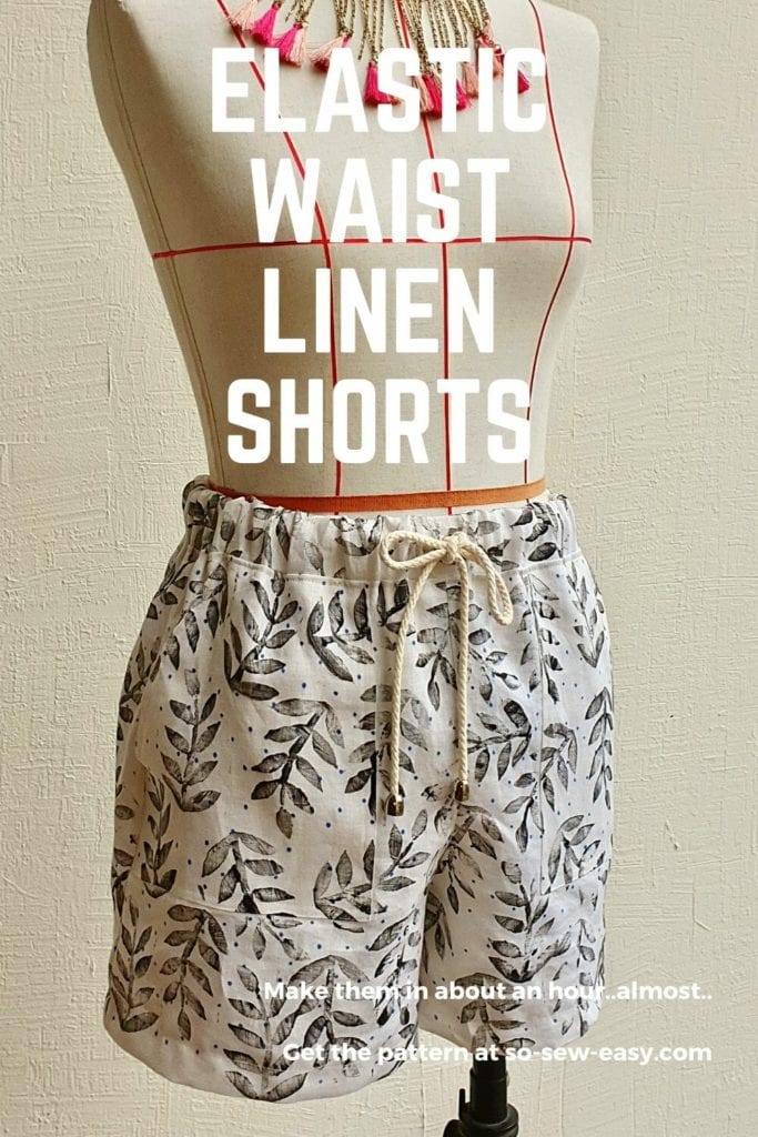 Elastic Waist Linen Shorts FREE Sewing Pattern and Tutorial