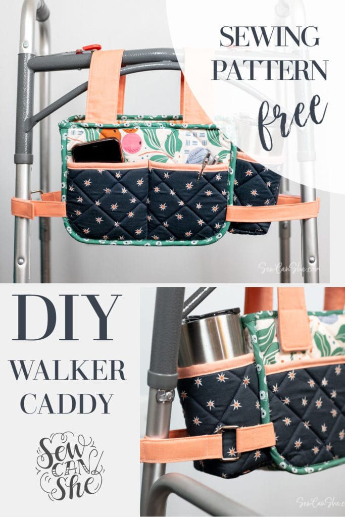 Walker Caddy with a cup holder FREE sewing pattern