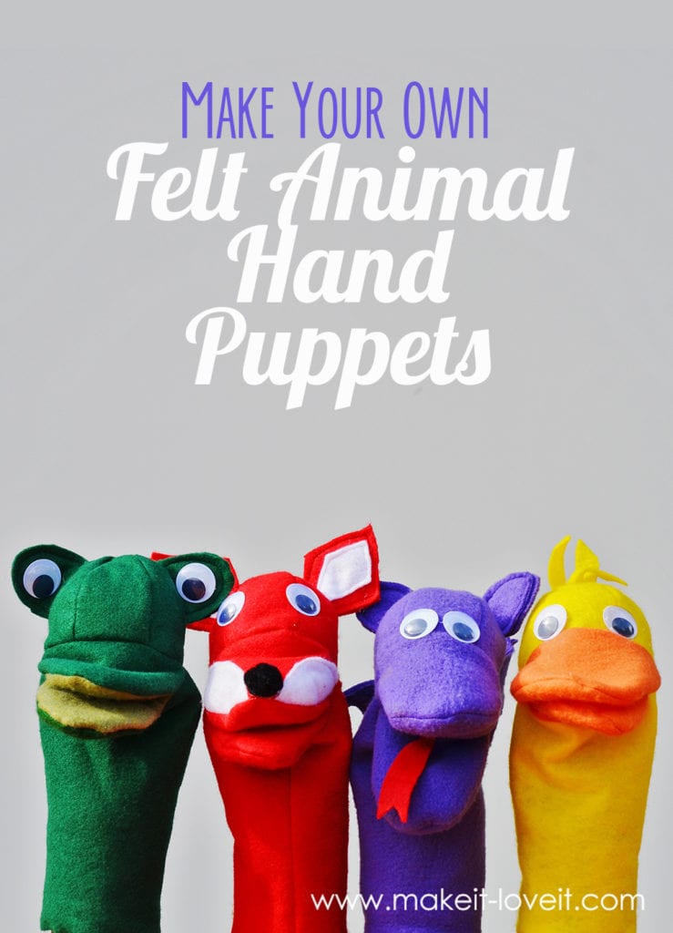 Felt Animal Hand Puppets FREE Sewing Pattern and Tutorial