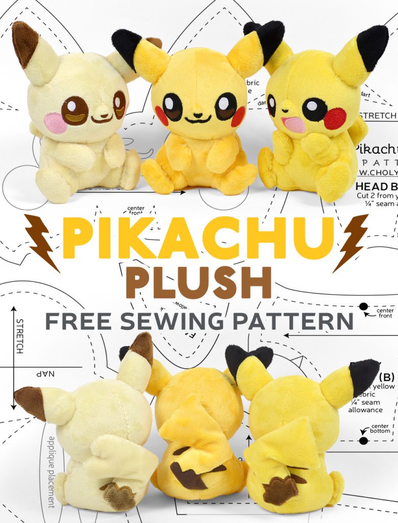 Pikachu Plush FREE Sewing Pattern and Tutorial