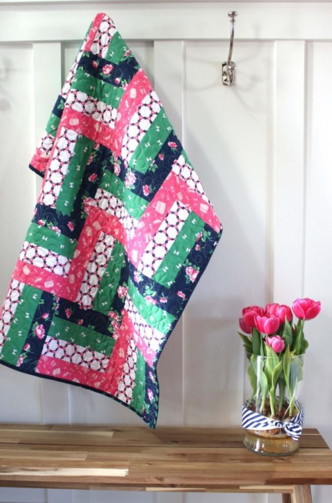 Quick Rail-Fence Baby Quilt FREE Tutorial