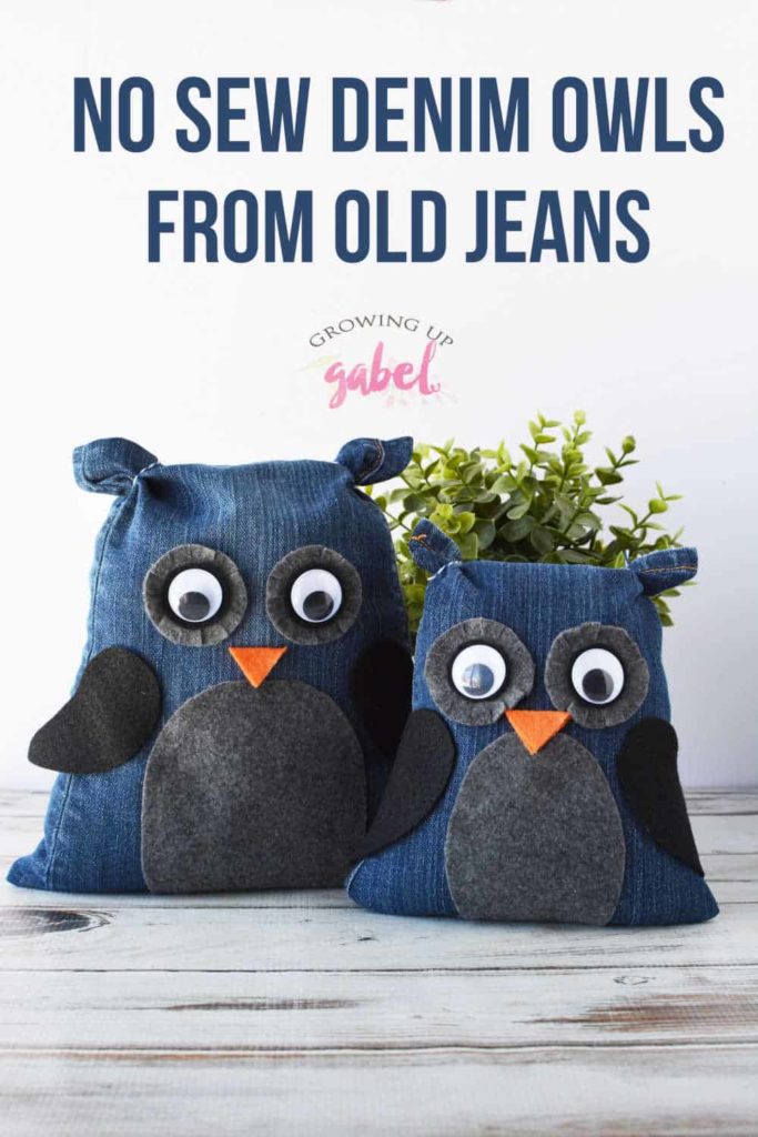 No Sew Denim Owls from Old Jeans FREE Tutorial