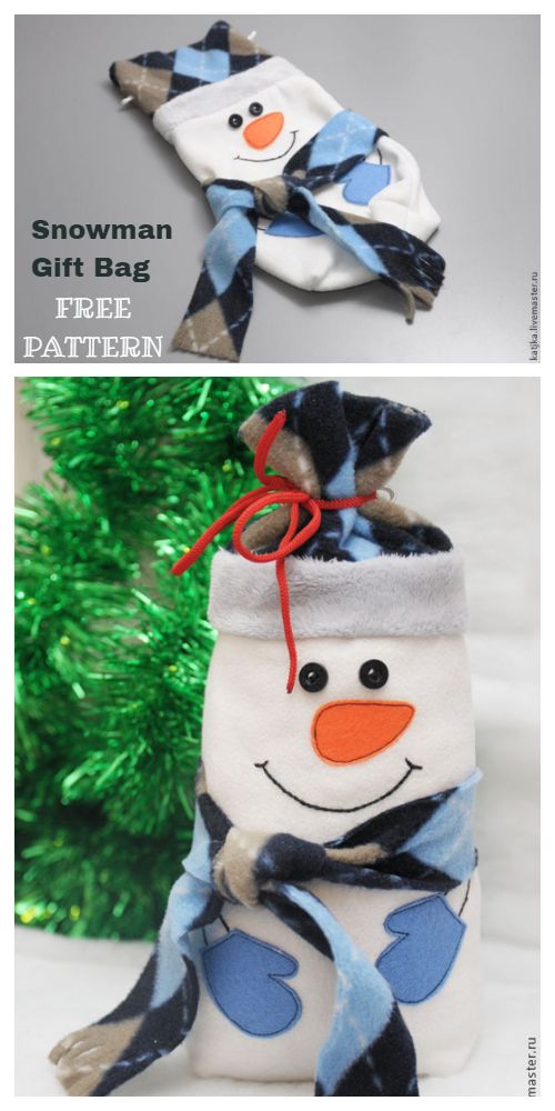 Snowman Bag for Sweets FREE Sewing Pattern