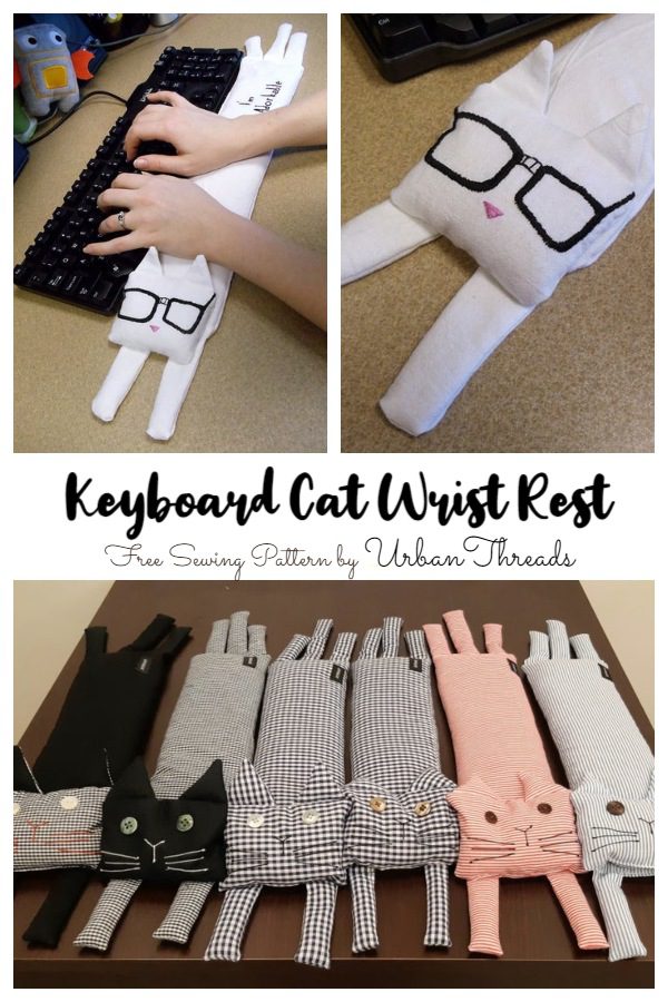 Fabric Keyboard Cat Wrist Rest Free Sewing Pattern