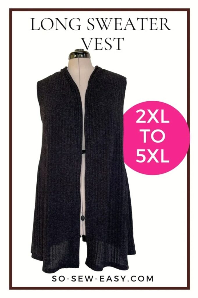 Curvy Long Sweater Vest FREE Sewing Pattern and Tutorial