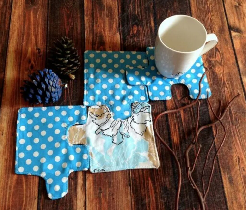 Easy Jigsaw Puzzle Coaster FREE Sewing Pattern