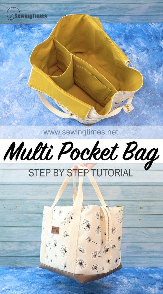 DIY Multi Pocket Tote Bag FREE Sewing Tutorial
