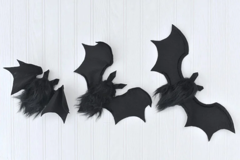 Spooky Bat: a poseable felt and faux fur decoration
